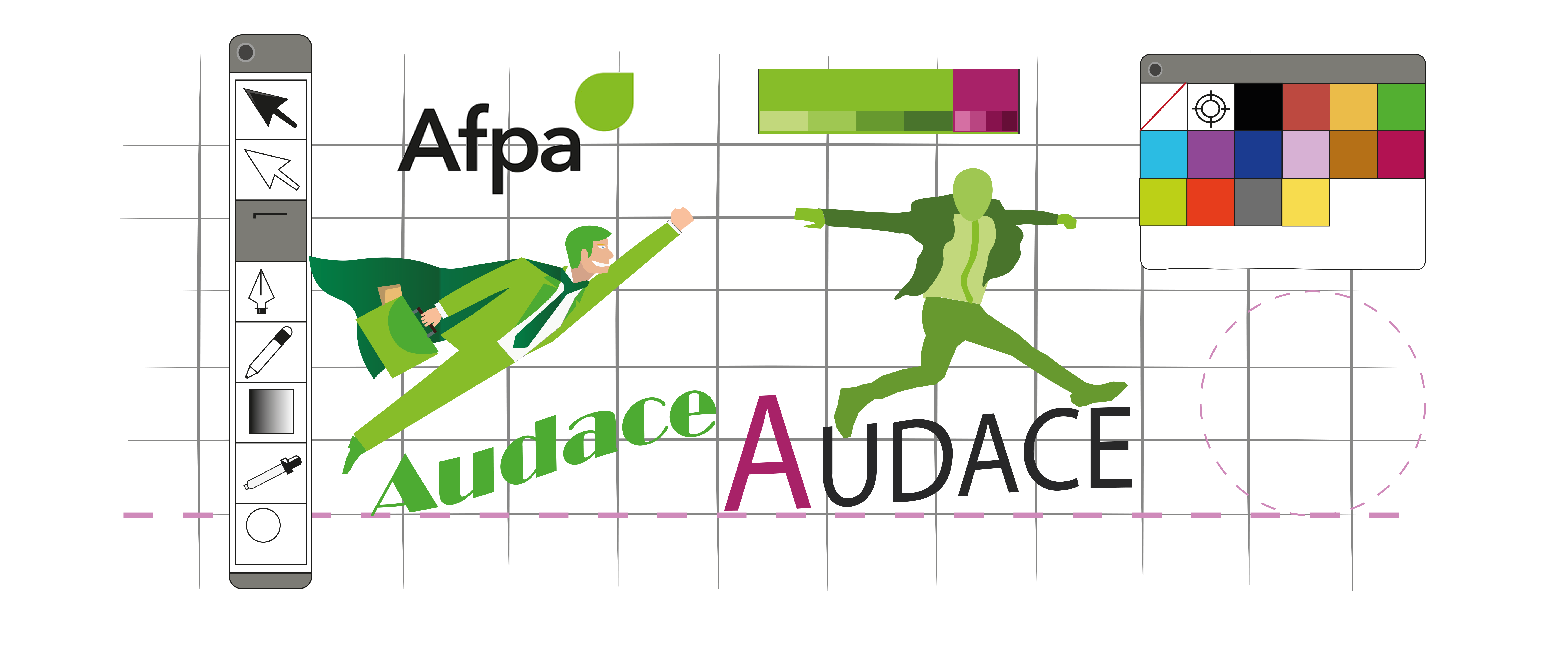une image de caroussel, Logo pour Audace, filliale de l'AFPA dans une mise en situation atrayante